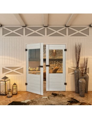 Ganzglastür - Country Weiss Rustikal Model 11