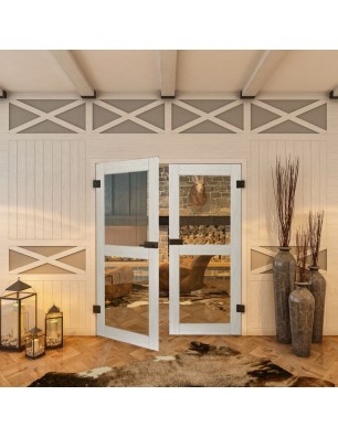 Ganzglastür - Country Weiss Rustikal Model 21