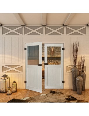 Ganzglastür - Country Weiss Rustikal Model 22