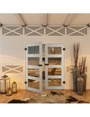 Ganzglastür - Country Weiss Rustikal Model 31