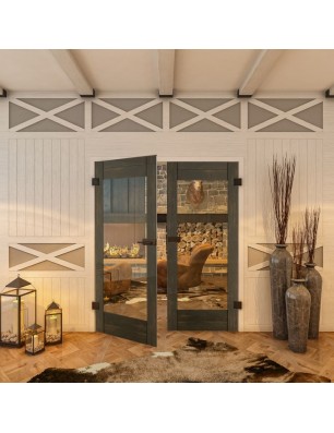 Ganzglastür - Country Schwarz gebeizt Model 11