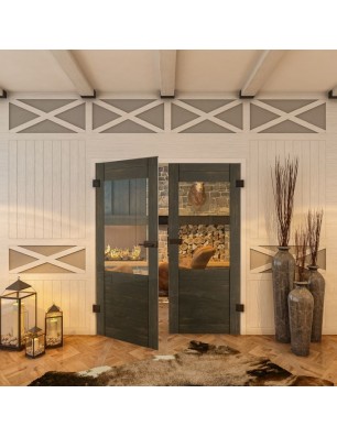 Ganzglastür - Country Schwarz gebeizt Model 12