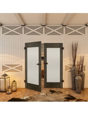 Ganzglastür - Country Schwarz gebeizt Model 13