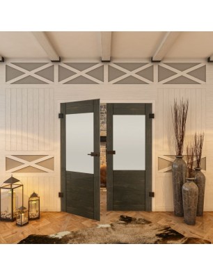 Ganzglastür - Country Schwarz gebeizt Model 14