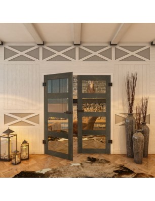 Ganzglastür - Country Schwarz gebeizt Model 31