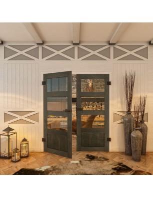 Ganzglastür - Country Schwarz gebeizt Model 32