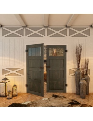 Ganzglastür - Country Schwarz gebeizt Model 34