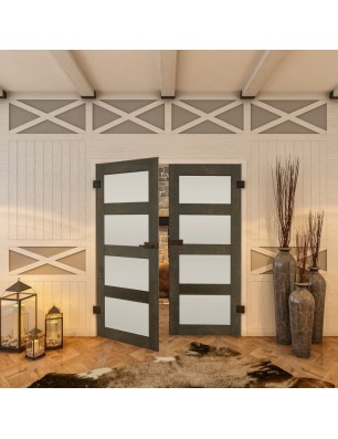 Ganzglastür - Country Schwarz gebeizt Model 35