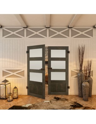 Ganzglastür - Country Schwarz gebeizt Model 36