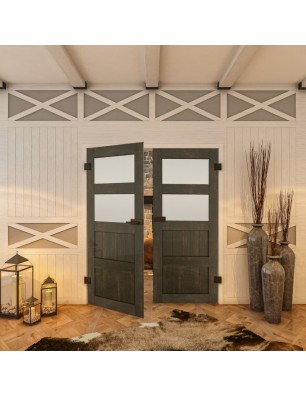 Ganzglastür - Country Schwarz gebeizt Model 37