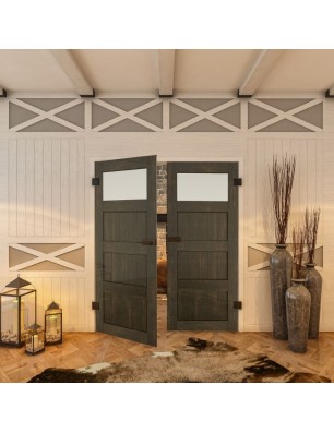 Ganzglastür - Country Schwarz gebeizt Model 38