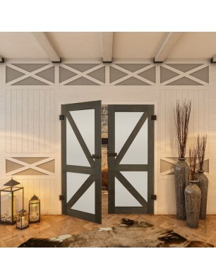 Ganzglastür - Country Schwarz gebeizt Model 43