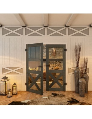 Ganzglastür - Country Schwarz gebeizt Model 51