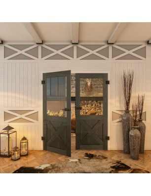 Ganzglastür - Country Schwarz gebeizt Model 52