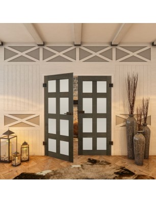 Ganzglastür - Country Schwarz gebeizt Model 64