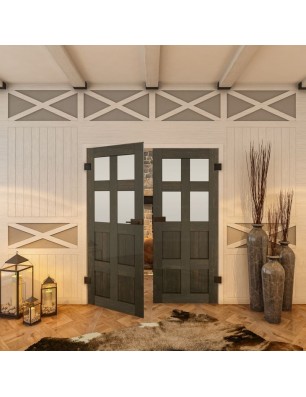 Ganzglastür - Country Schwarz gebeizt Model 65