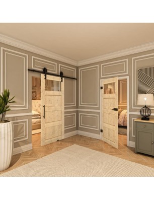 Ganzglastür - Country Astkiefer Model 34 - modernes Zuhause