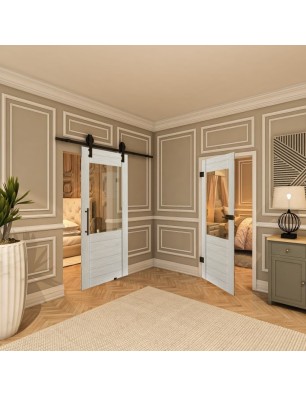 Ganzglastür - Country Weiss Rustikal Model 11