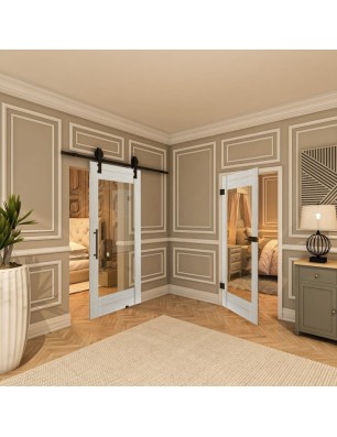 Ganzglastür - Country Weiss Rustikal Model 12