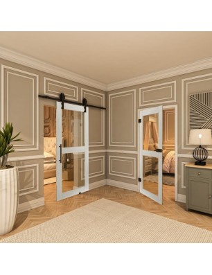 Ganzglastür - Country Weiss Rustikal Model 21