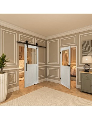 Ganzglastür - Country Weiss Rustikal Model 22