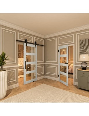 Ganzglastür - Country Weiss Rustikal Model 31