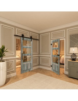 Ganzglastür - Country Bunt geplankt Model 32