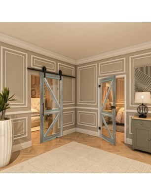 Ganzglastür - Country Bunt geplankt Model 43