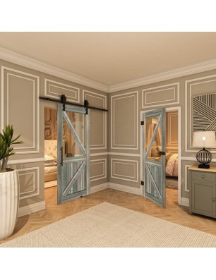 Ganzglastür - Country Bunt geplankt Model 44