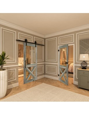 Ganzglastür - Country Bunt geplankt Model 51