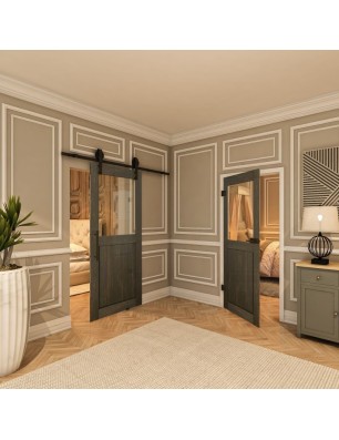 Ganzglastür - Country Schwarz gebeizt Model 21