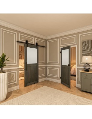 Ganzglastür - Country Schwarz gebeizt Model 23