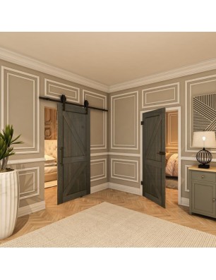 Ganzglastür - Country Schwarz gebeizt Model 40