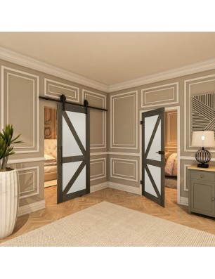 Ganzglastür - Country Schwarz gebeizt Model 43