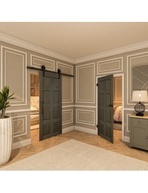 Ganzglastür - Country Schwarz gebeizt Model 60