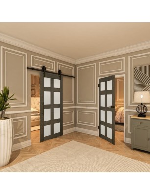 Ganzglastür - Country Schwarz gebeizt Model 64