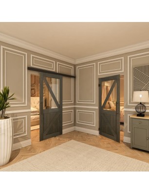 Pendeltür - Country Schwarz gebeizt Model 42