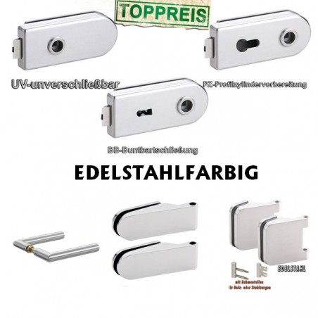 Glastürbeschlag OLIVER - Edelstahlfarbig