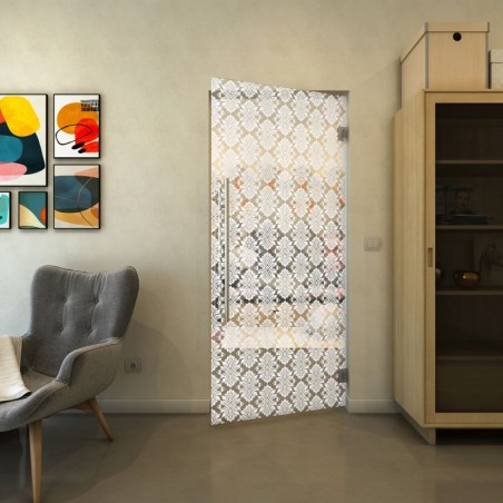 Pendeltür - Fineprint Model 002 Weiss auf Klarglas