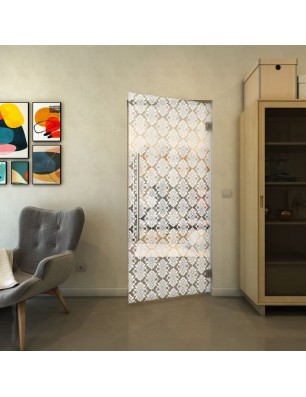 Pendeltür - Fineprint Model 002 Weiss auf Klarglas