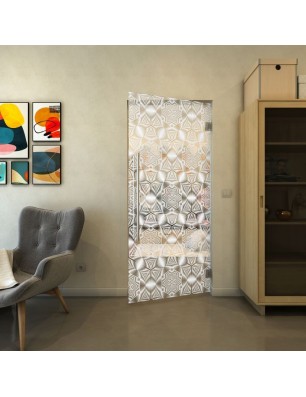 Pendeltür - Fineprint Model 005 Weiss auf Klarglas