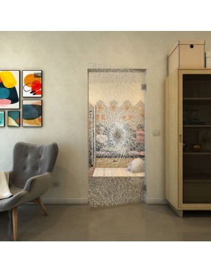 Pendeltür - Fineprint Model 006 Weiss auf Klarglas