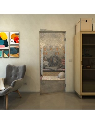 Pendeltür - Fineprint Model 007 Schwarz auf Klarglas