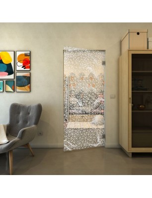 Pendeltür - Fineprint Model 008 Weiss auf Klarglas