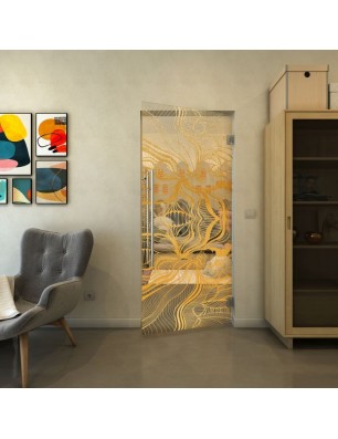 Pendeltür - Fineprint Model 010 Gold auf Klarglas