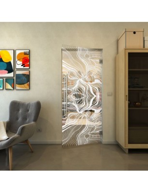 Pendeltür - Fineprint Model 010 Weiss auf Klarglas