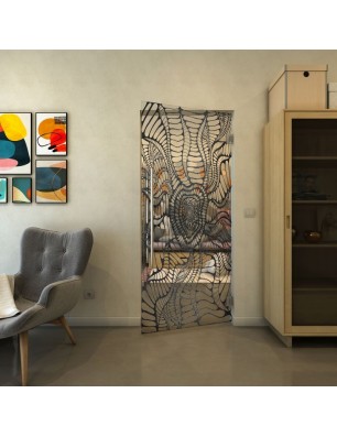 Pendeltür - Fineprint Model 012 Schwarz auf Klarglas