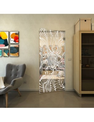 Pendeltür - Fineprint Model 012 Weiss auf Klarglas