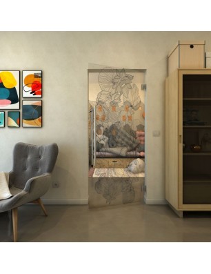 Pendeltür - Fineprint Model 013 Schwarz auf Klarglas