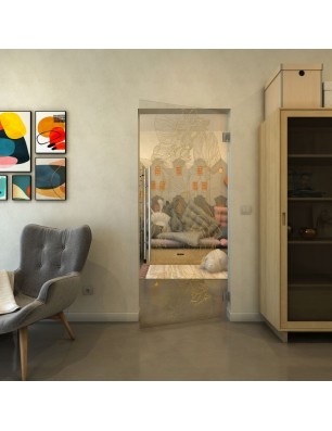 Pendeltür - Fineprint Model 013 Gold auf Klarglas